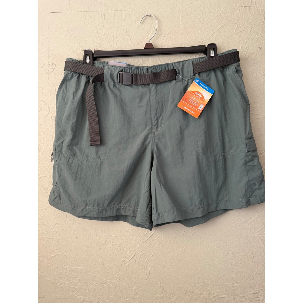 Columbia Mens XL Green Omni-Shade Hiking Shorts Belted Nylon Cargo XL4680